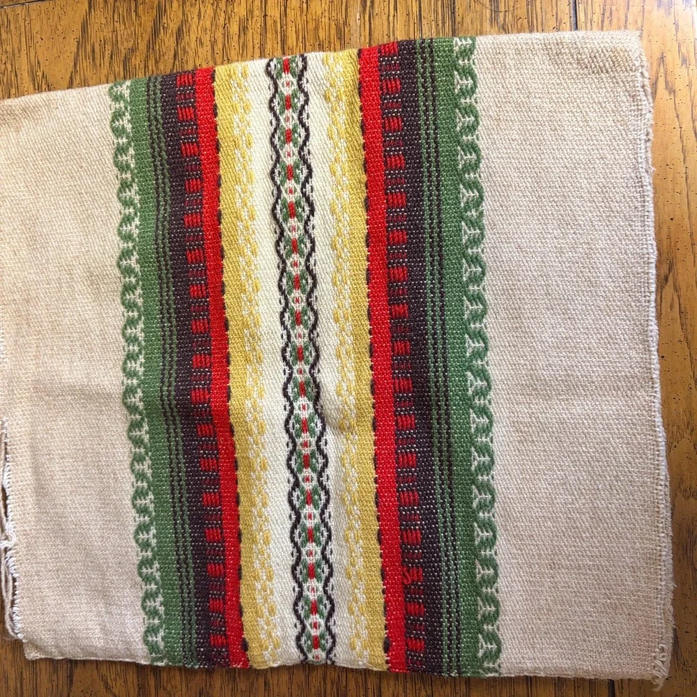 Vintage Swedish Folk Weaving Handwoven Scandinavian Pillow Cover Wool Unfinished